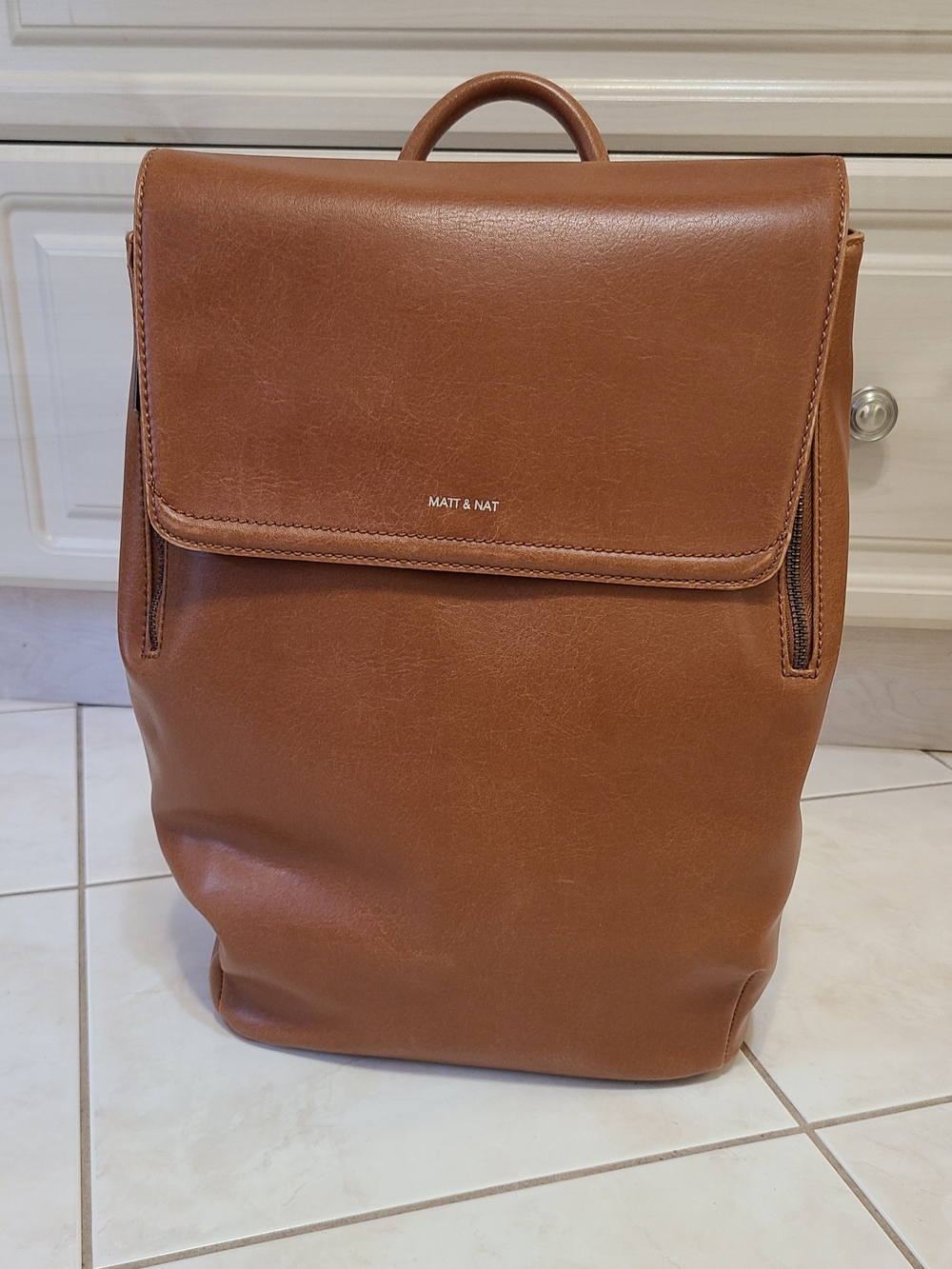 Matt & Nat Brown Vegan Leather Backpack (Large) Fits Laptop
